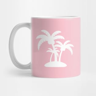 White Coconut Tree Summer Tropic Design on Pink Mug